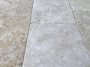 Antiqued French limestone flooring quarried in Burgundy with historic character | Inspired from Château de Germolles