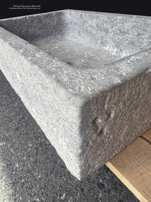 Antiqued Limestone Vessel Basin with Fossil Movement and Patina