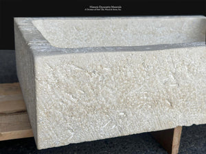 French Limestone Sink Antiqued Stone Trough Sink for Luxury Bath 