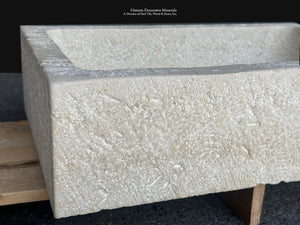 French Limestone Sink Antiqued Stone Trough Sink for Luxury Bath 