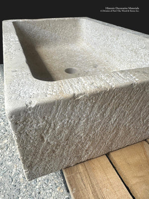 French Limestone Stone Basin with Old World Patina