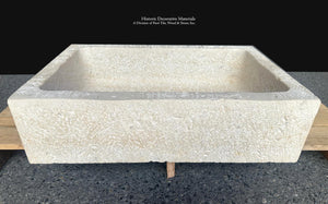 French Limestone Vanity Sink Handworked Architectural Stone