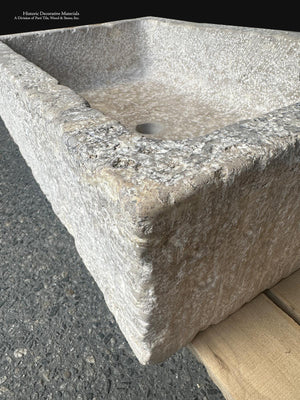 Architectural French Limestone Bath Sink with Fossil Texture
