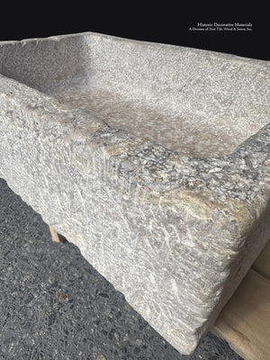French Limestone Trough Sink with Softened Weathered Edges