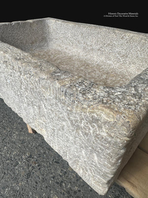 French Limestone Trough Sink with Softened Weathered Edges