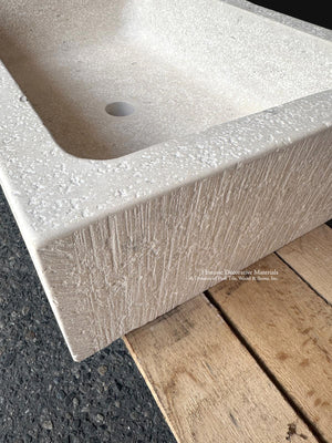 Handcrafted French Limestone Vanity Basin with Aged Finish