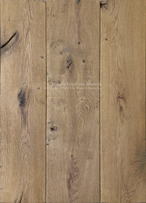 Reclaimed French oak flooring with centuries-old character in classic warm oak hues.