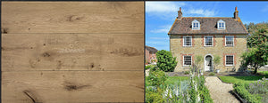 Reclaimed French oak flooring with aged surface for English cottage homes.
