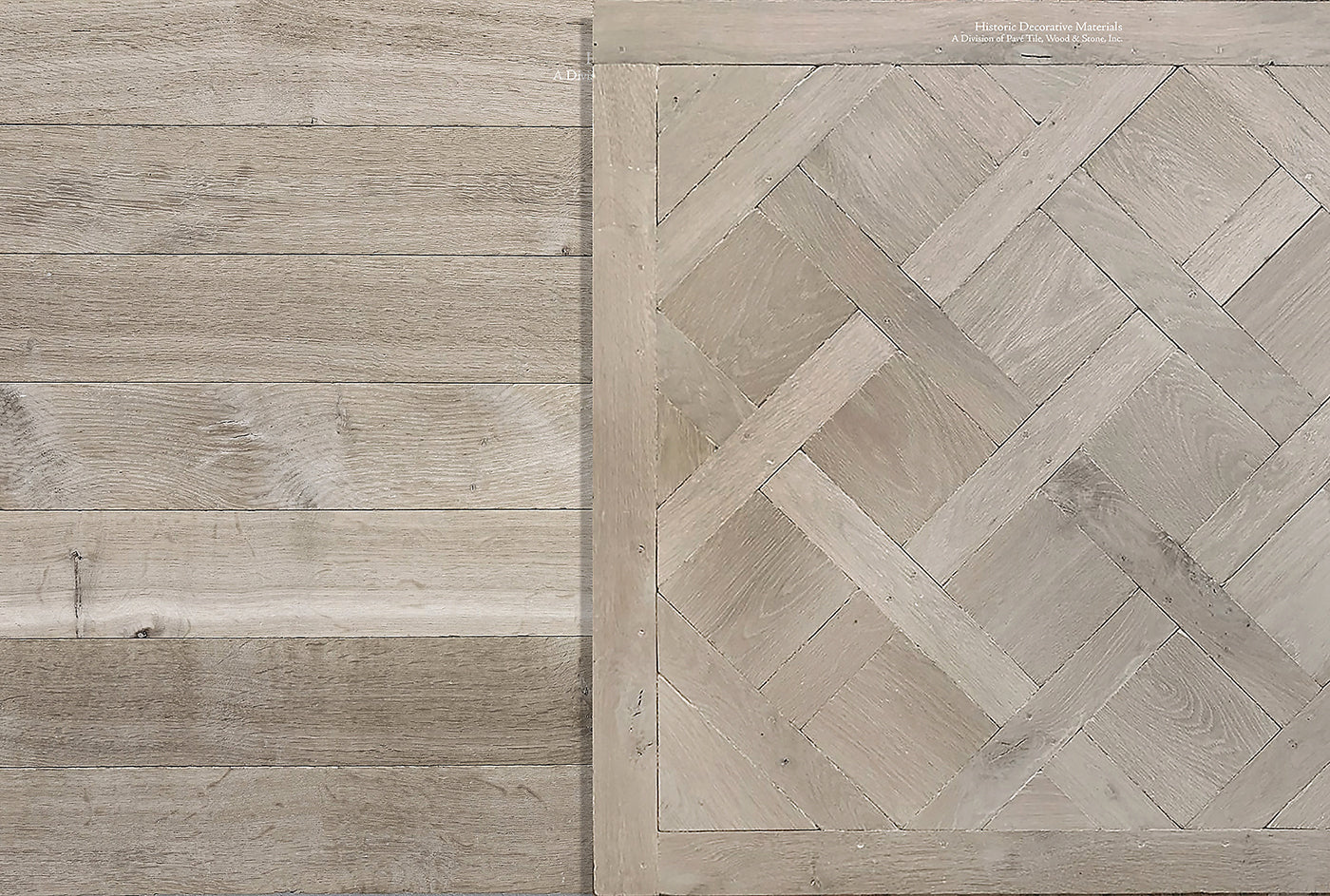 French oak floors offered in parquet de Versailles with white oak patina transform homes into heritage interiors.