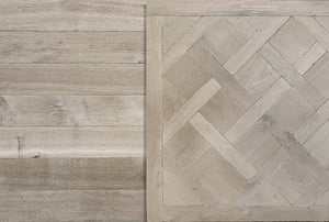 French oak floors offered in parquet de Versailles with white oak patina transform homes into heritage interiors.