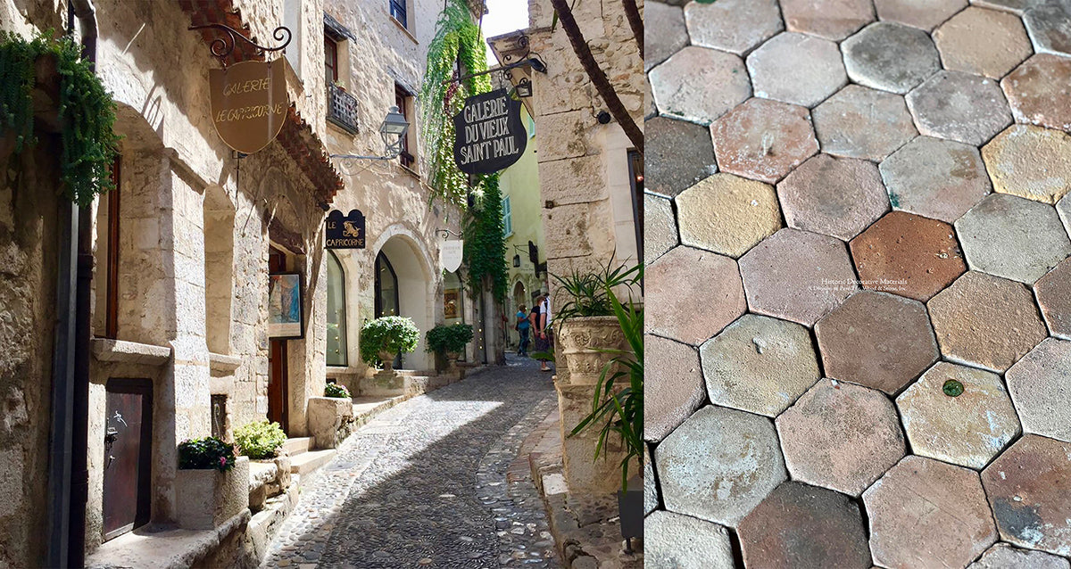 French reclaimed terracotta with Provençal patina from St-Paul-de-Vence