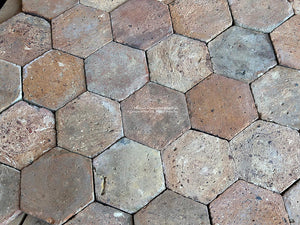 Hand-formed French clay tiles for rustic European kitchens