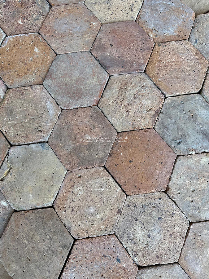 Antique terra cotta tile flooring from Alsace vineyards