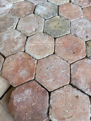 Antique terra cotta tiles from France with original kiln-fired variation