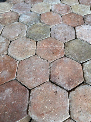 French reclaimed terra cotta pavers with handmade irregular edges