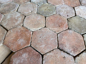 French reclaimed terra cotta tiles with sunbaked earthen hues