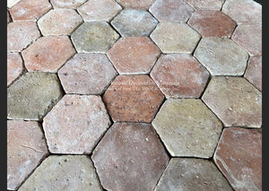 French reclaimed terra cotta tiles with authentic 18th century patina