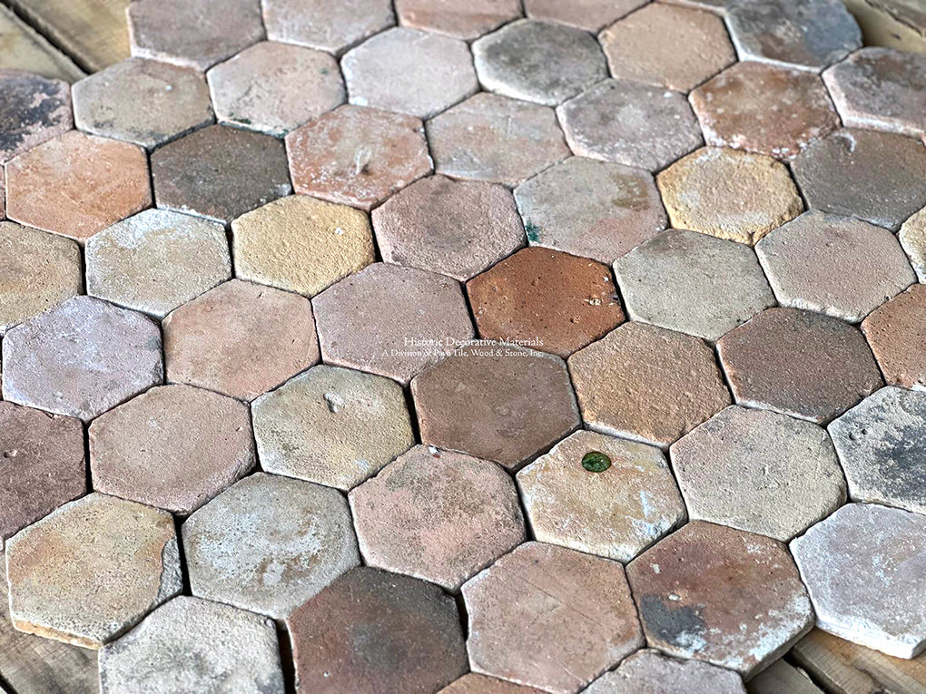 Old French floor tiles with authentic wear from St-Paul-de-Vence