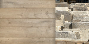 Antique French Limestone Floors marry with antique French oak flooring that is a symphony of natural oak and ivory colors.