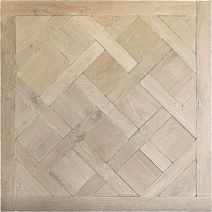 18th Century French Oak Floors in new color way:  Queen's White.  Available in parquet de versailles, chevron, herringbone, wide plank, engineered, solid and stair treads