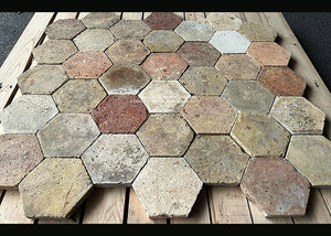 Yvoire-Haute-Savoie French Reclaimed Terra Cotta Tile Hexagons