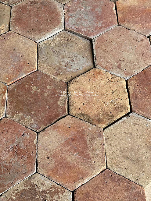 Les Saintes-Maries-de-la-Mer French Reclaimed Terra Cotta Tile Hexagons