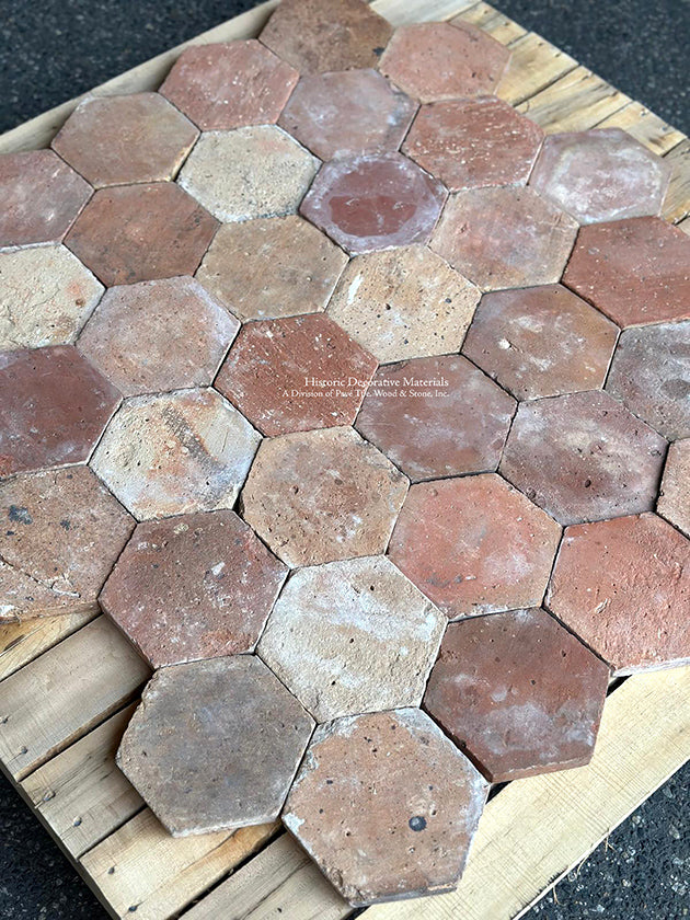 Veules-les-Roses French Reclaimed Terra Cotta Tile Hexagons