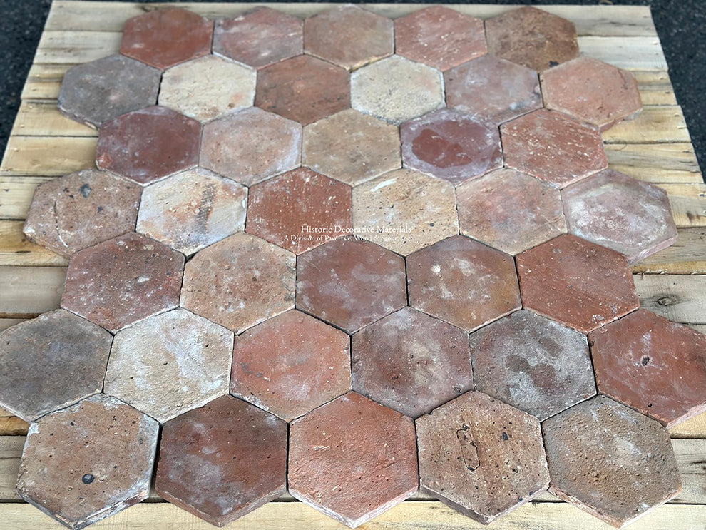 Veules-les-Roses French Reclaimed Terra Cotta Tile Hexagons