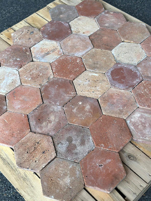 Veules-les-Roses French Reclaimed Terra Cotta Tile Hexagons