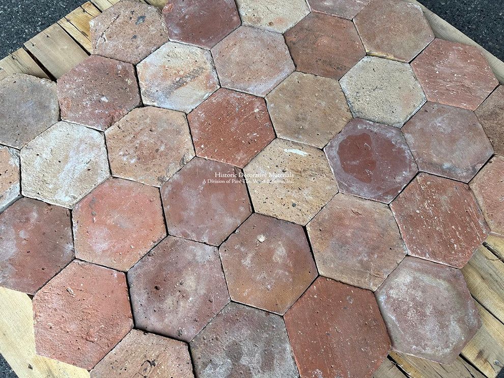 Veules-les-Roses French Reclaimed Terra Cotta Tile Hexagons