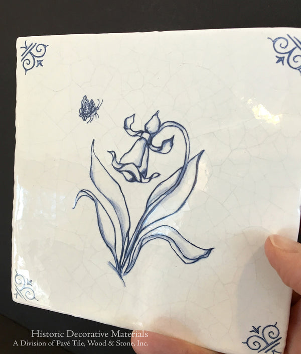 Delft Tiles | Blue and White Ceramic Tile | Hand-Painted Flower
