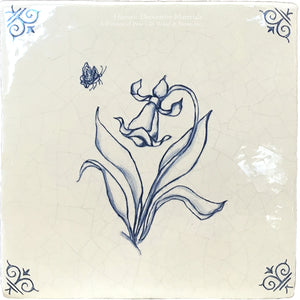 Delft tile hand-painted with original 17th-century Dutch motifs Daffodil