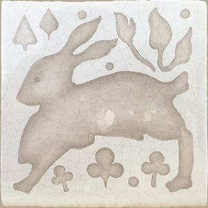 Hand-painted encaustic ceramic tile for European bathroom interiors.