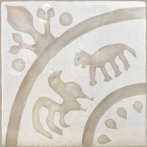 Hand painted French tile for luxury powder room walls