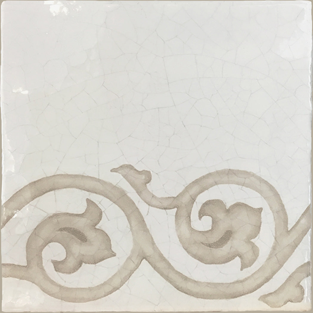Hand-painted French encaustic border tile for country kitchen