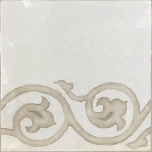 Hand-painted French encaustic border tile for country kitchen