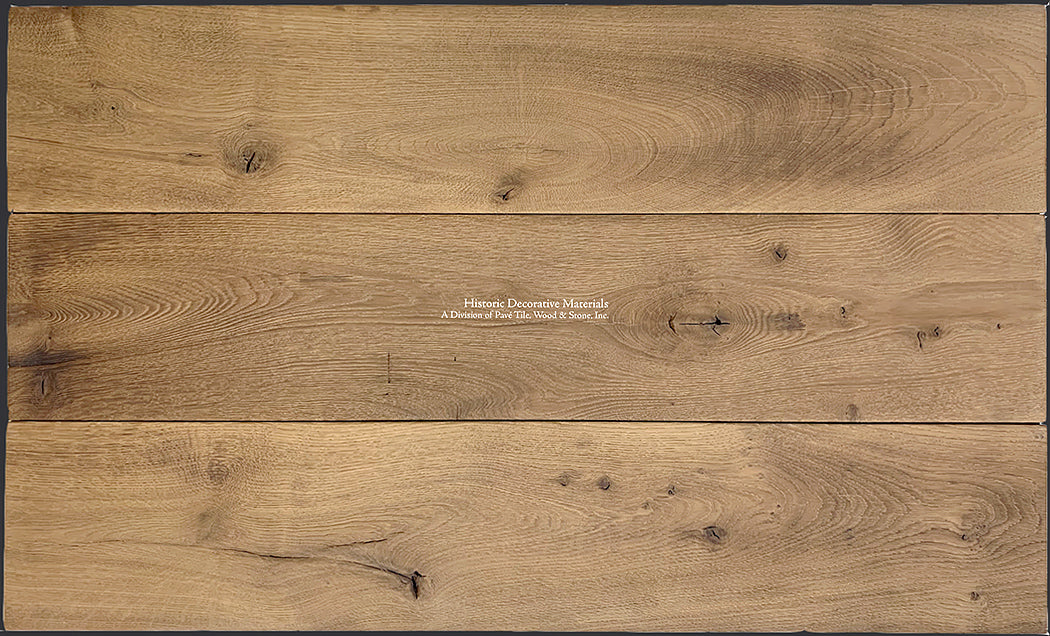 Hand-finished wide plank 200-year old French oak floors for old house love.