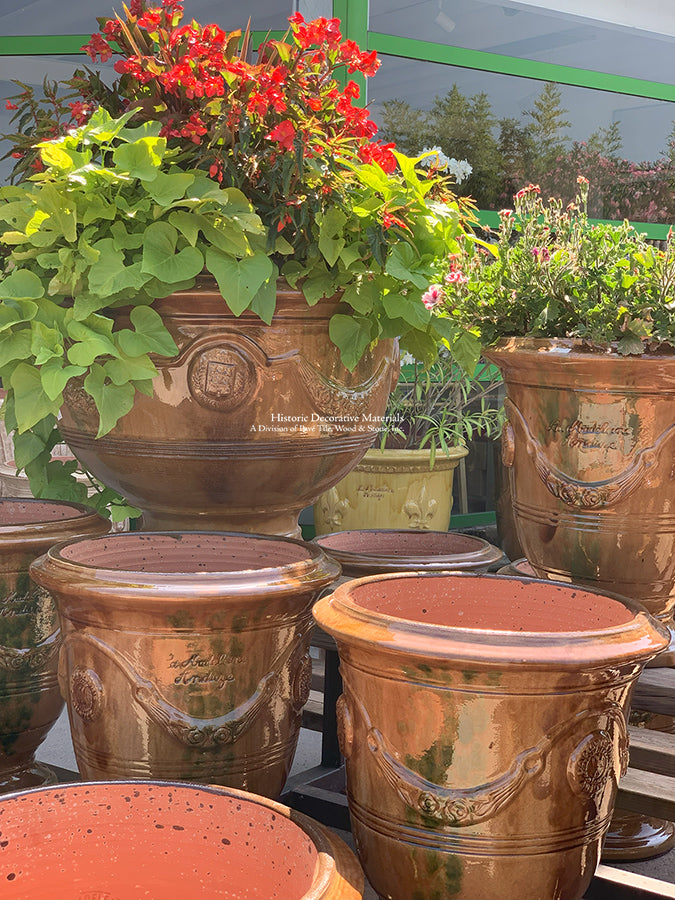 Original Anduze Poterie de la Madeleine Glazed French Terra Cotta Vases - Tradition Flammé