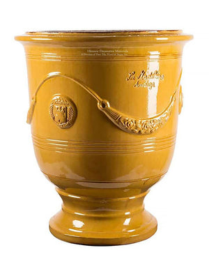 Original Anduze Poterie de la Madeleine Glazed French Terra Cotta Vases - Tradition Jaune