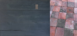 Black French oak flooring with reclaimed antique French terra cotta tiles