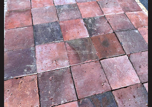 Antique French terra cotta floor tile with beautifully worn handmade surface