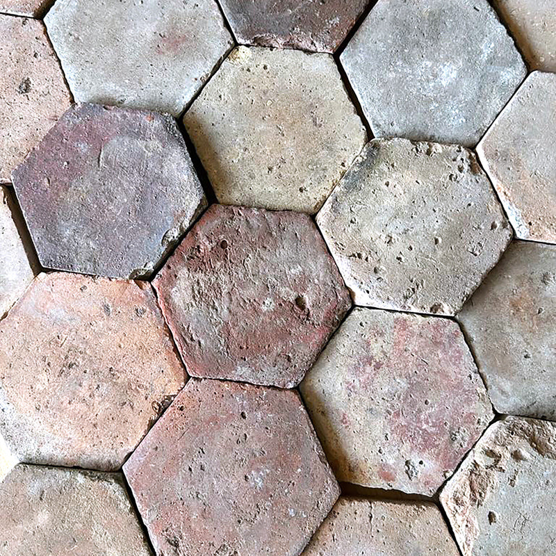 French Reclaimed Terra Cotta Tiles | Hand Made Hexagon Clay Tiles | French Interiors