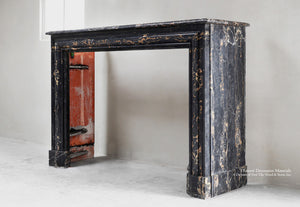19th Century French Boudain Style Fireplace Mantel in Portoro Marble 