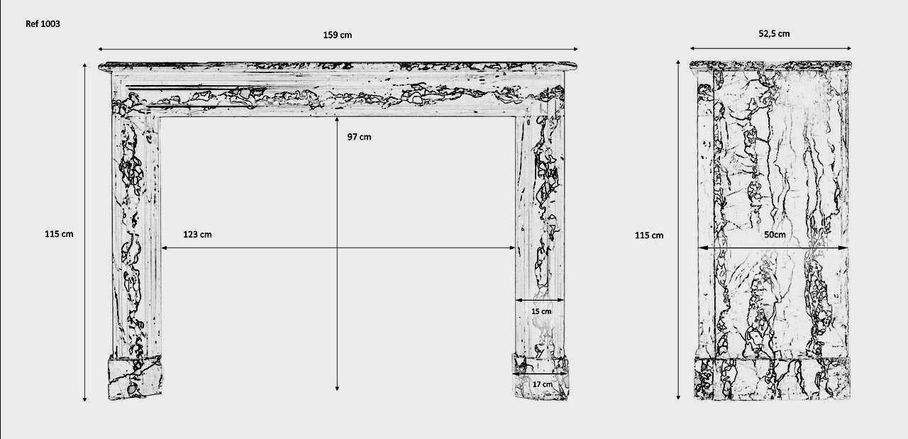 La Maison Française Antique French Stone Fireplace Mantel - Mantel Pavé 109