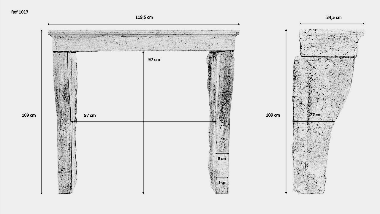 19th Century French Limestone Campagnarde Style Fireplace Mantel