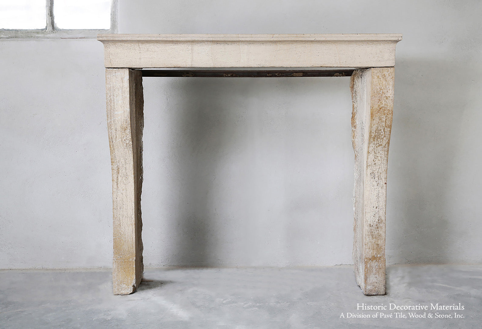 19th Century French Limestone Campagnarde Style Fireplace Mantel