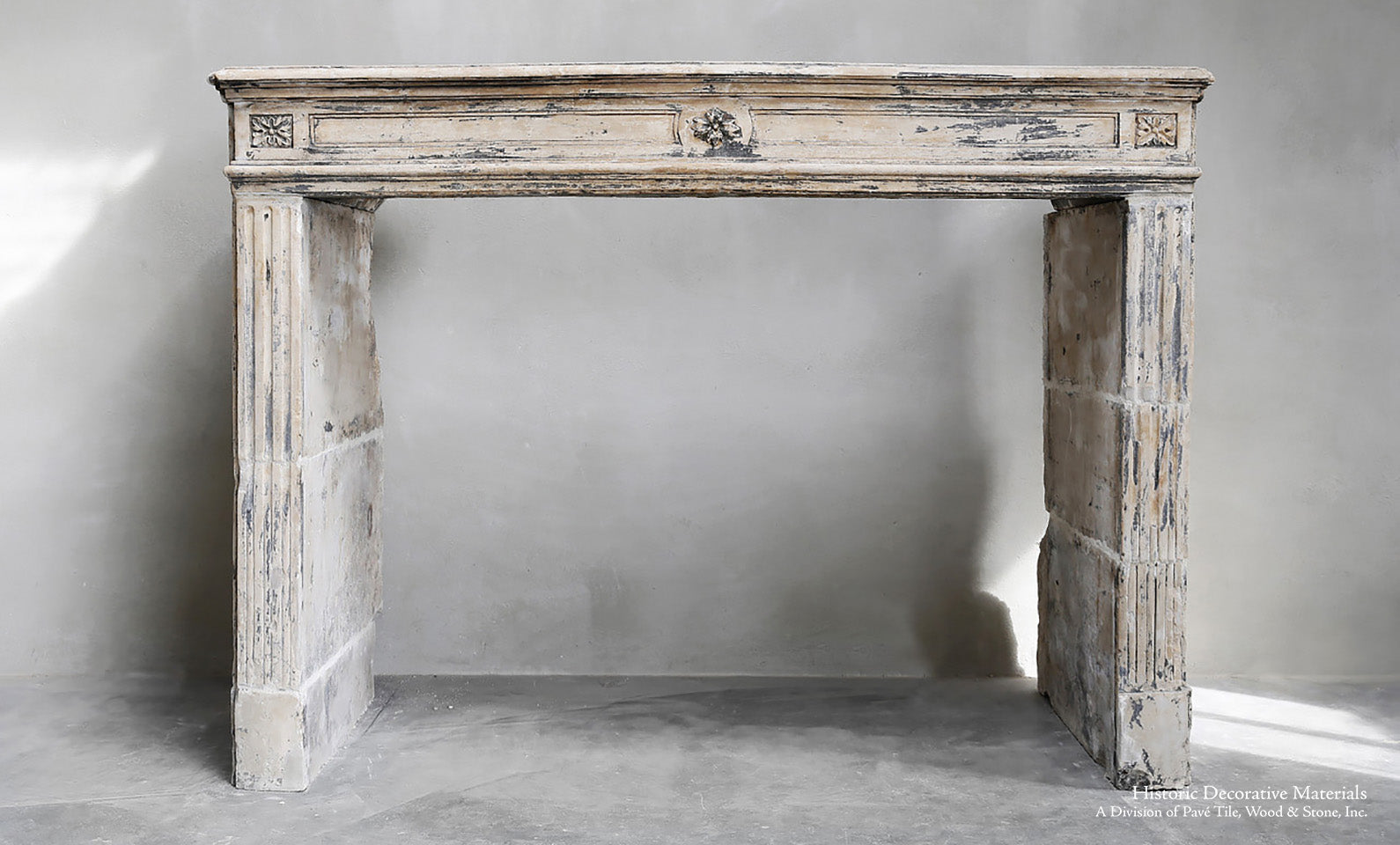 19th Century French Limestone Louis XIV Fireplace Mantel