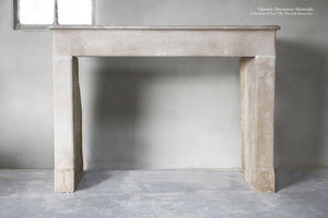 19th Century French Limestone Campagnarde Style Fireplace Mantel