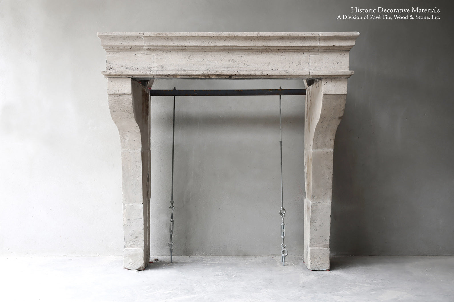 19th Century French Burgundy Limestone Fireplace Mantel Campagnarde Style