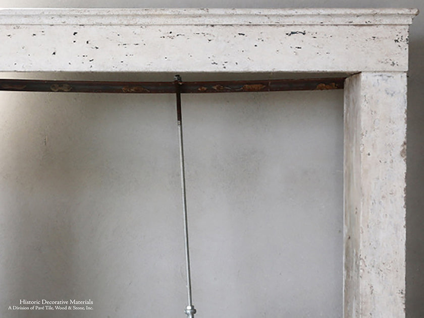 19th Century French Limestone Campagnarde Style Fireplace Mantel